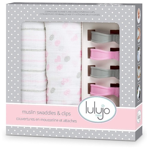 lulujo Other - NWT Lulajo Muslin Swaddles & Clips In Boxed Set